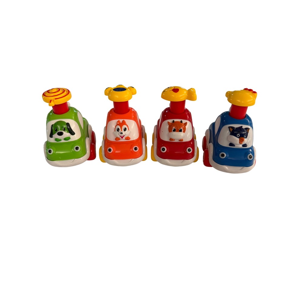 Set of 4 Press and Go Animal Toy Cars Friction Powered Toddler Vehicles